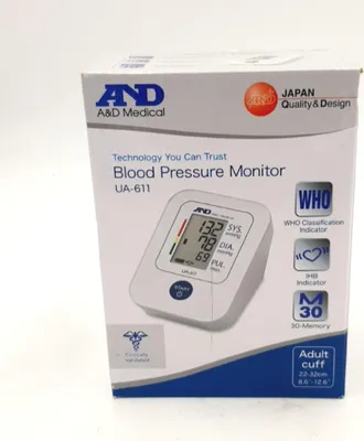 Obrázek produktu pro A&D Medical UA-611, Horní rameno, Automatický, Bílá, LCD, 22 - 32 cm, AAA