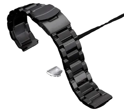 Image de Bracelet de montre, en acier inoxydable, compatible avec de nombreux modèles, couleur noire, largeur de 25 mm