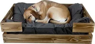 Produktbild von Hundebett Rocky geflammt optional mit Kissen 80x50x21cm Grau