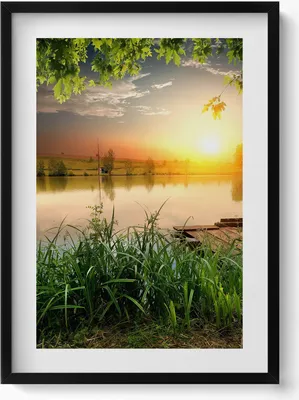 Produktbild von Sonnenuntergang, Sommertage– Wandbild mit Rahmen – Gerahmtes Bild  – Wanddekoration – 50x70 cm –  Schwarz Rahmen