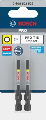 Imagen del producto de Broca de impacto Torx, T15, 55 mm, juego de 2 unidades.