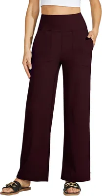Productafbeelding van Wijde yoga broek voor dames met hoge taille en twee zijzakken