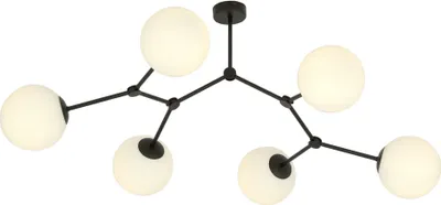 Obrázek produktu pro Lustr Emibig 6xE14 40W SPACE 6 BLACK/OPAL 1133/6