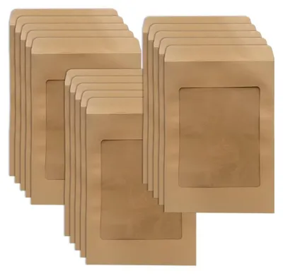 Immagine prodotto di 15 buste formato A4 con finestra - Buste di carta kraft marrone per documenti