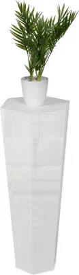 Produktbild von STEMA Seyfried Dekosäule Trapez (Weiß Hochglanz, 100x33x20cm) Blumenständer, Beistelltisch, Blumenhocker, Pflanzensäule Holz, Blumensäule