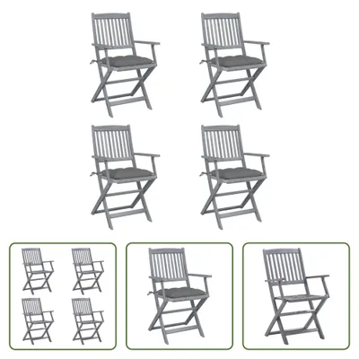 Produktbild von The Living Store Klappbare Gartenstühle 4 Stk. mit Kissen Massivholz Akazie