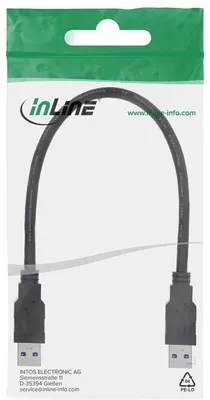 Produktbild von InLine® USB 3.2 Gen.1 Kabel, A an A, schwarz, 0,3m
