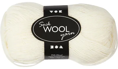 Produktbild von Sockenwolle, L 200 M, Naturweiß, 50 g/ 1 Knäuel [HOB-41311]