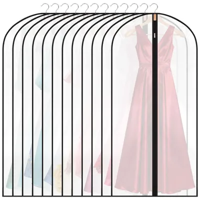 Produktbild von Kleidersäcke 12 Stück 60 x 120 cm PEVA transparent schwarz mit Reißverschluss