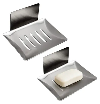 Produktbild von Seifenhalter Ohne Bohren für Dusche und Wandmontage, Seifenschale mit Klebepad für Bad, Küche und Balkon (Silber)