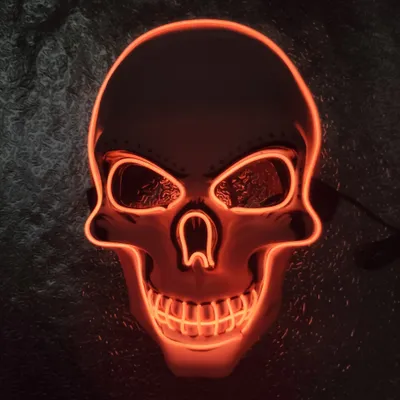 Immagine prodotto di Maschera di Halloween con luci LED, testa di fantasma spaventoso, maschera luminosa, mascherata, feste, maschera, carnevale, travestimento, decorazione costume cosplay