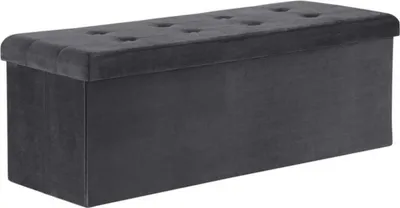 Immagine prodotto di Panca Happyment Delva - panca con spazio di archiviazione - sgabello/pedana - grigio - velluto - 110 × 37,5 × 38 cm