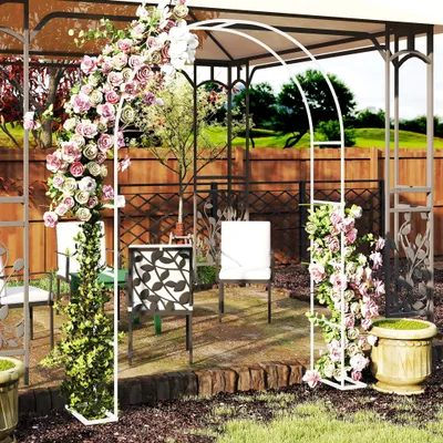 Produktbild von YZNAHRE Rosenbogen Metall 240x192x38 cm Rankhilfe Rankgitter Hochzeitsbogen Wetterfest Freistehend Torbogen Gartenbogen für Kletterpflanzen, Weiß