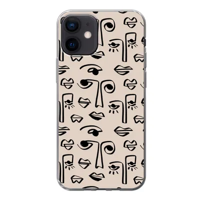 Produktbild von MuchoWow® Handyhülle Schutzhülle Hülle für iPhone 12 Muster - Lippen - Strichzeichnungen Silikon Softcase Handy Hülle - Schutzhülle