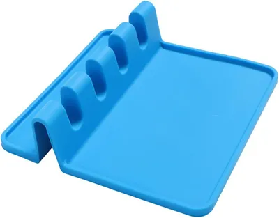 Productafbeelding van Siliconen lepelhouder met druppelopvang, blauw, voor in de keuken, 1 stuk
