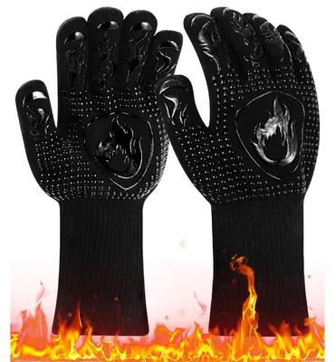 Productafbeelding van Hittebestendige grillhandschoenen tot 800°C, gemaakt van aramidevezel, zwart, universele maat