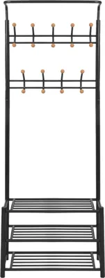 Obrázok produktu pre vidaXL Vešiak na kabáty s držiakom na topánky 68 × 32 × 182,5 cm čierny