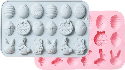 Image de CANDeal 2 PIÈCES Oeuf de Pâques Moule en silicone Lapin de Pâques Moules en silicone Pour le chocolat, Moule à pâtisserie en résine en forme d'oeuf Moule à chocolat Casserole en silicone de bonbons Pour la fête de Pâques