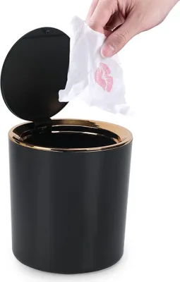 Produktbild von Tischmülleimer Mit Deckel 2,6 L, Kunststoff Mini Papierkorb Für Schreibtisch Badezimmer Küche