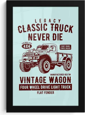 Produktbild von MuchoWow® MuchoWow® Gerahmtes Poster Mancave - Auto - Retro - Blau 20x30 cm - Poster mit zchwarzem Bilderrahmen - Drucken - Bilder Poster im Rahmen