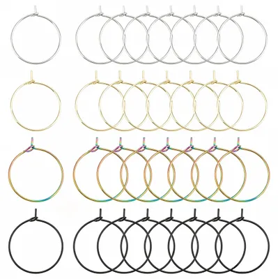 80er Set Weinglasringe Edelstahl 20 mm 4 Farben DIY Ohrringe