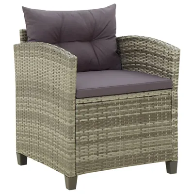 Image de vidaXL Chaise de jardin avec coussin Poly Rattan Gris