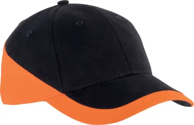 Produktbild von K-Up Uni Kappe Panel Cap Baseball Cap Combed Baseballcap Basecap, Größe:U, Farbe:Black/Orange