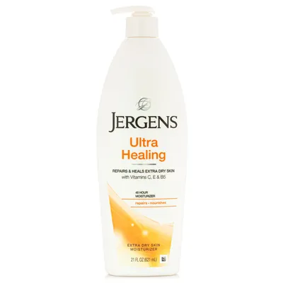 Produktbild von Jergens Ultra Healing Hautpflege für besonders trockene Haut, 48h Feuchtigkeit, mit Vitaminen C, E und B5, 621ml / 21oz