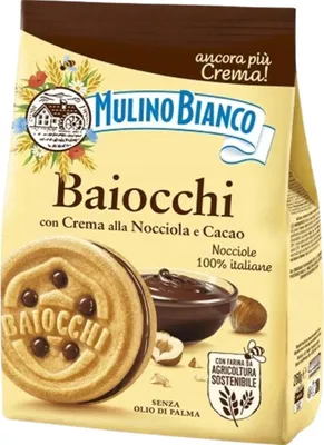 A package of Mulino Bianco Baiocchi cookies.
