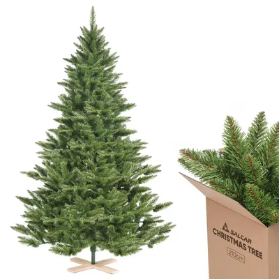 Produktbild von Salcar Künstlicher Weihnachtsbaum mit Holzständer 180 cm/210 cm Tannenbaum Nordmanntanne Christbaum
