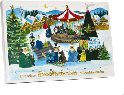 Immagine prodotto di Calendario dell'avvento con 24 candele di incenso, formato orizzontale LxAxP 22x31x3,2cm NUOVO