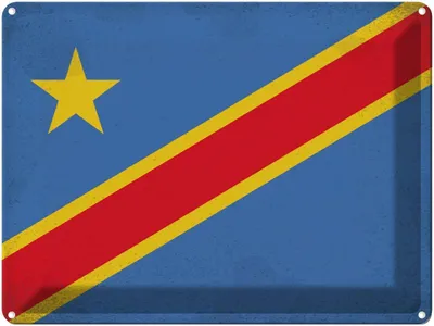 Produktbild von vianmo Blechschild 30x40 cm DR Kongo Congo Flagge Fahne Wappen