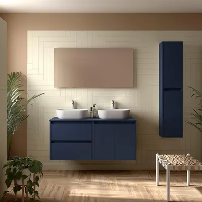 Produktbild von Badezimmermöbel BALTIC 1200 2 Türen und 2 Schubladen BLUE SATIN + Waschtisch-Platte