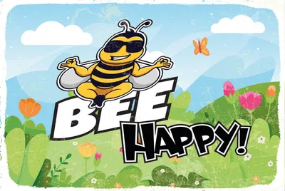 Produktbild von vianmo Blechschild 30x40 cm Bee Happy Biene Wiese