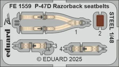 Produktbild von Eduard Accessories FE1559 - 1:48 P-47D Razorback seatbelts STEEL for Miniart