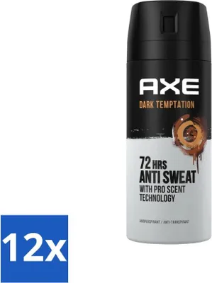 Image de Ax – Déodorant spray – 72 heures anti-transpiration – Tentation sombre – 150 ml - Pack économique - 12 pièces
