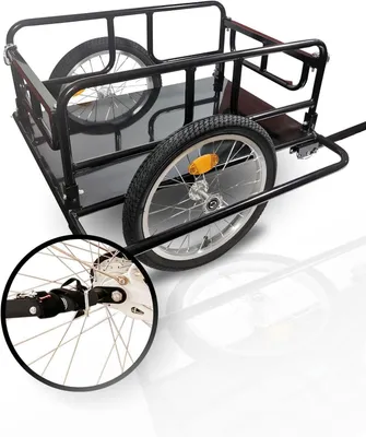 Produktbild von Fahrradanhänger für den Gütertransport – Transportanhänger – Transport von Gegenständen – Robuster Stahlrahmen – 124 cm lang – Schwarz
