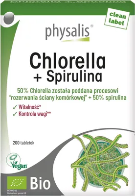 CHLORELLA + SPIRULINA BIO 200 TABLETEK - PHYSALIS