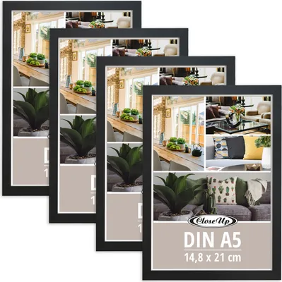 Produktbild von Posterrahmen 14,8 x 21 cm 4er Set (DIN A5) Holzdekor schwarz