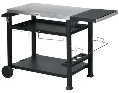 Produktbild von Grillstation Grillwagen, inkl. Zubehör, 125 x 65 x 84 cm, Schwarz + Silber