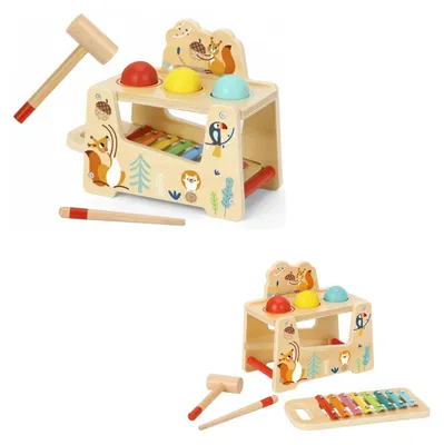 Produktbild von Tooky Toy Kinder Musikspielzeug 2 in 1 Xylophon Hammerspiel TF827 Holz 7-tlg.