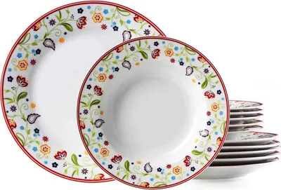 Produktbild von Flirt Tafelservice Doppio Shanti 12-teilig mit Blümchenmuster, Porzellan