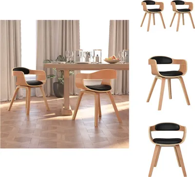 Produktbild von vidaXL Esszimmerstühle 2 Stk. Schwarz Bugholz und Kunstleder -  Esszimmerstühle