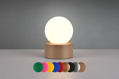 Produktbild von lightling Cordula Tischlampe, mit Fuß aus coffeefarbigem Metall, Milchglasschirm weiß, On/Off Touch-Funktion, Ø 12 cm, Höhe 17 cm