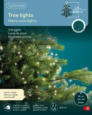 Produktbild von Micro LED Baumbeleuchtung L.180cm 408L grün/warmes weiss