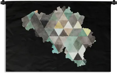 Produktbild von MuchoWow® Wandteppich Wandbehang Karte - Belgien - Dreieck 120x80 cm Tapisserie Dekoration Wandtuch - Wanddekorationen - Wandtücher