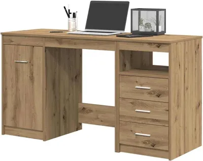 Obrázek produktu pro Stůl s úložným prostorem - Pracovní stůl - Organizace domácí práce - Materiál odolný proti vlhkosti - 100 x 50 cm - Dub