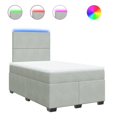Produktbild von Boxspringbett mit Matratze Hellgrau 120x200 cm Samt