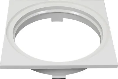 A white plastic skimmer for a swimming pool, shown from a slightly elevated angle against a white background.