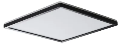 Obrázok produktu pre Štvorcový LED stropný svietidlo AZPO čierno-biele 17,5 W s nastaviteľnou teplotou farby (teplá / studená / neutrálna) 1800 lm, plast, rozmery: 2,9 x 30 x 30 cm, IP54, Miledo
